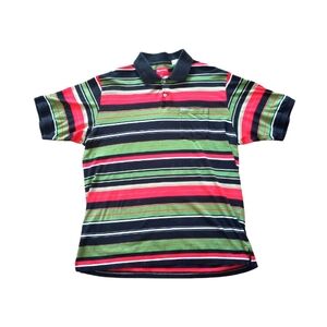 Supreme Multi Stripe Polo Cotton T-Shirt Black Mens Size Medium Used Authentic